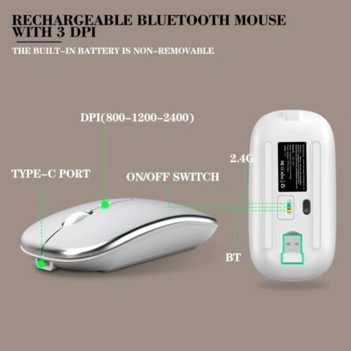 Rechargeable Bluetooth & 2.4GHz Wireless Keyboard and Mouse Combo