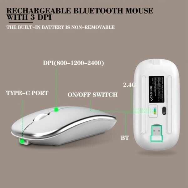 Rechargeable Bluetooth & 2.4GHz Wireless Keyboard and Mouse Combo
