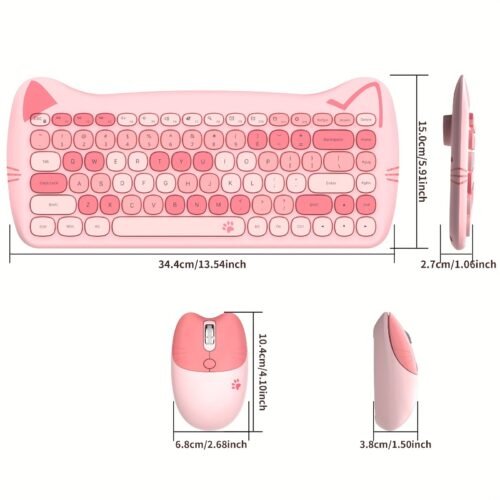 Geezer Meow Cat-Shaped Wireless Keyboard and Mouse Set