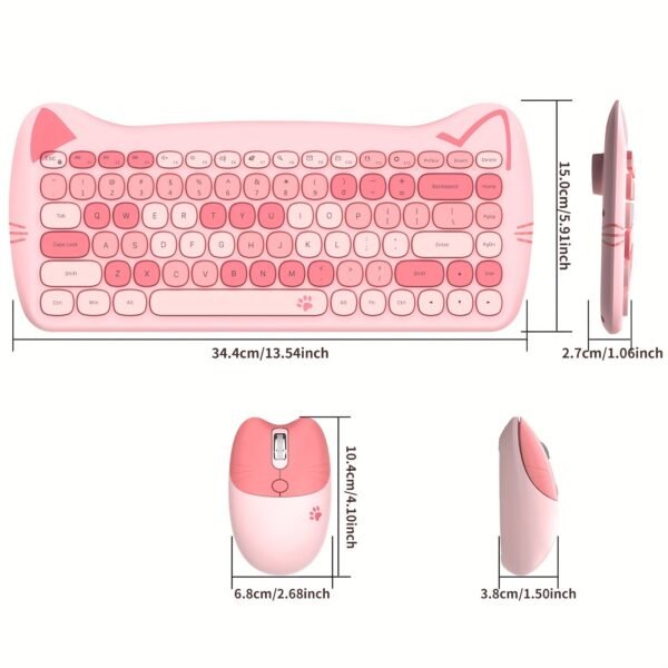 Geezer Meow Cat-Shaped Wireless Keyboard and Mouse Set