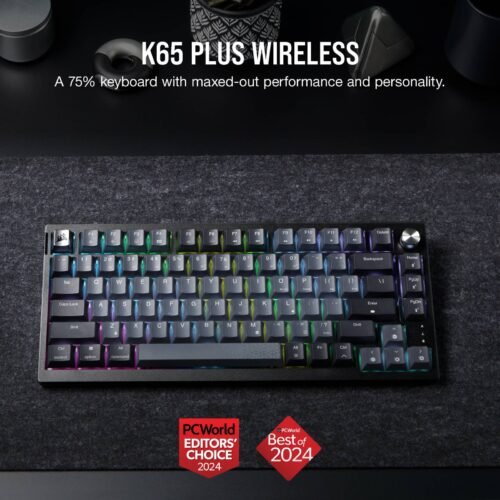 CORSAIR K65 PLUS RGB 75% Wireless Mechanical Gaming Keyboard – Black/Gray