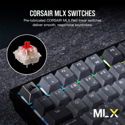 CORSAIR K65 PLUS RGB 75% Wireless Mechanical Gaming Keyboard – Black/Gray