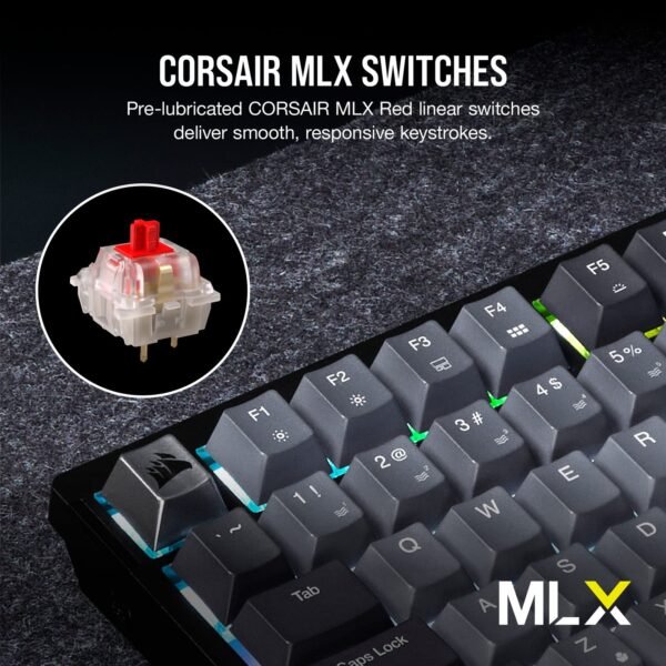 CORSAIR K65 PLUS RGB 75% Wireless Mechanical Gaming Keyboard – Black/Gray