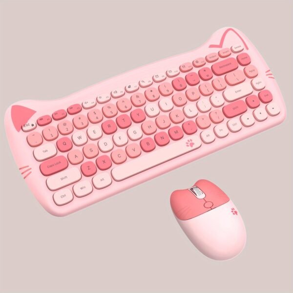 Geezer Meow Cat-Shaped Wireless Keyboard and Mouse Set