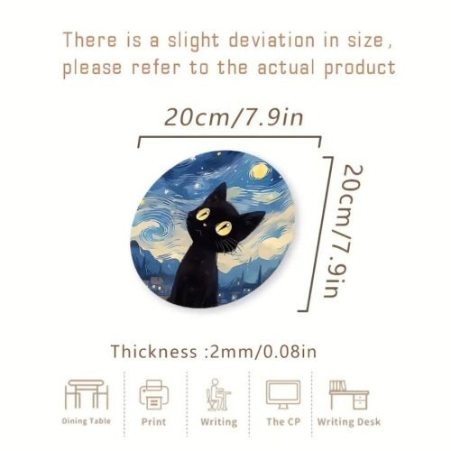 Black Cat Starry Night Mouse Pad