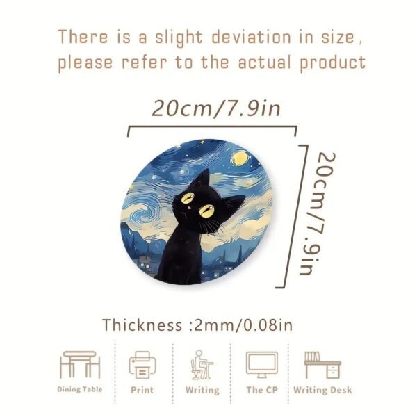 Black Cat Starry Night Mouse Pad