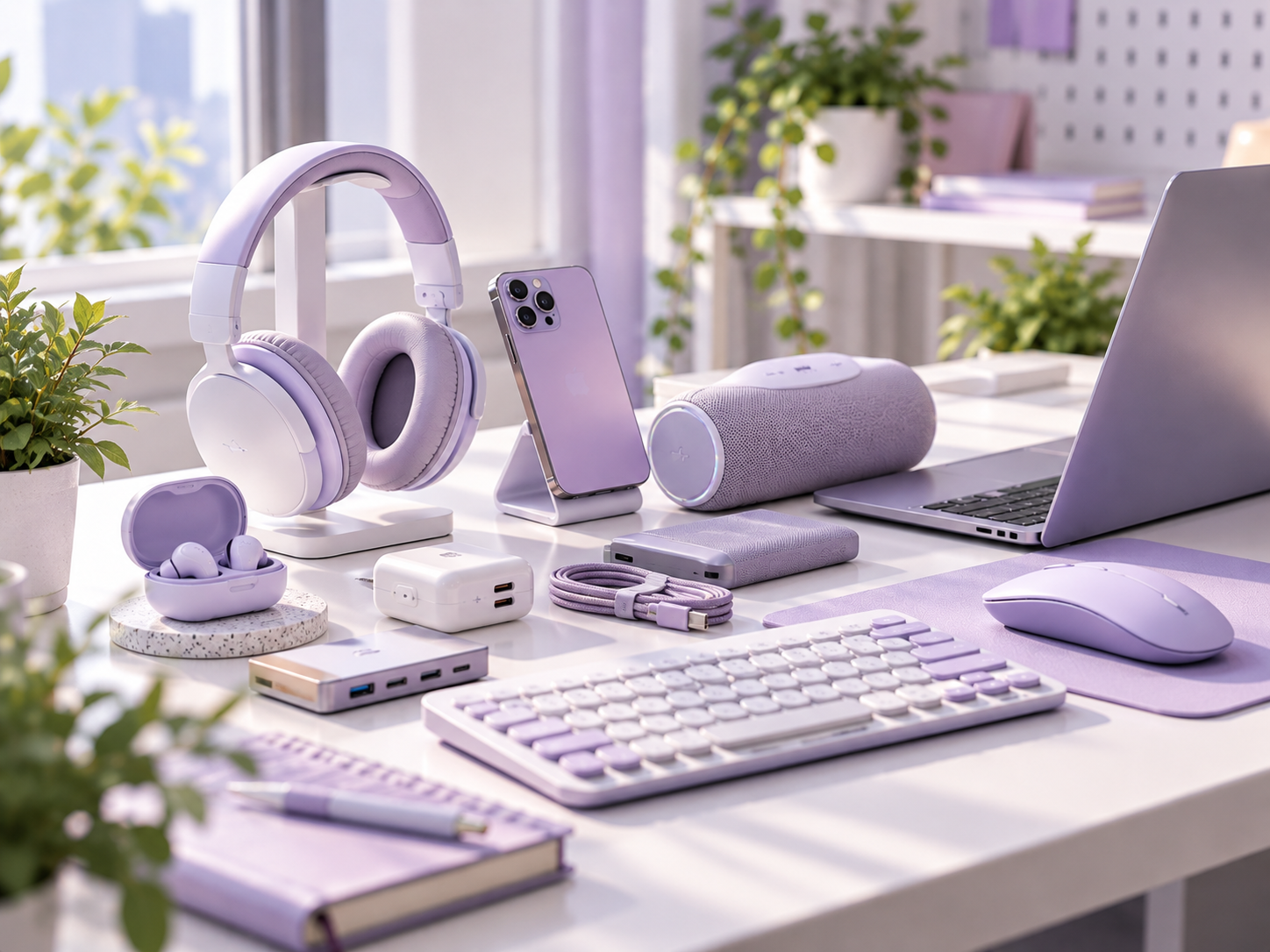 Lavender Tech Desk Showcase