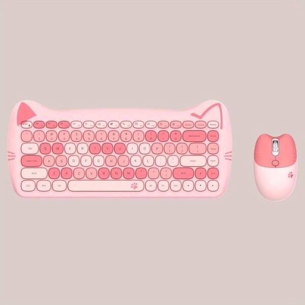 Geezer Meow Cat-Shaped Wireless Keyboard and Mouse Set