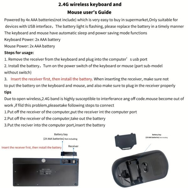 2.4GHz Wireless Keyboard and Mouse Combo